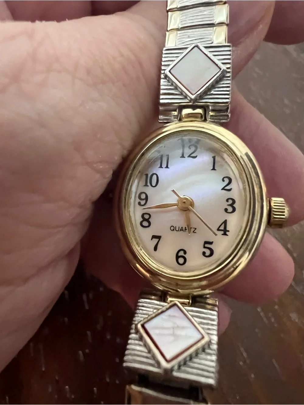 Vintage Two-Tone Women's Bracelet Watch with White Dial